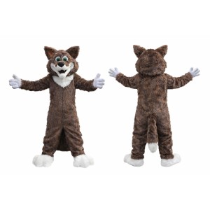 Realistic Happy Wolf Mascot Costume