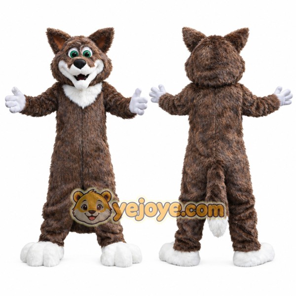 Realistic Happy Wolf Mascot Costume