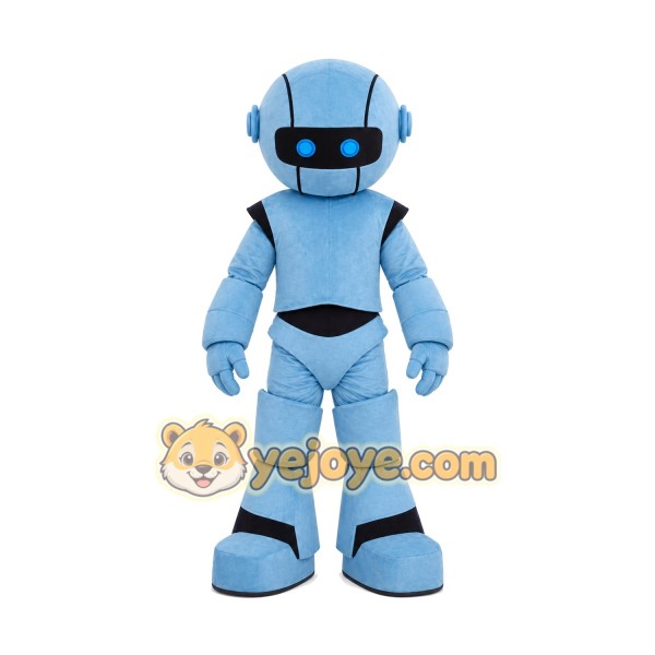 Happy Blue Robot Mascot Costume