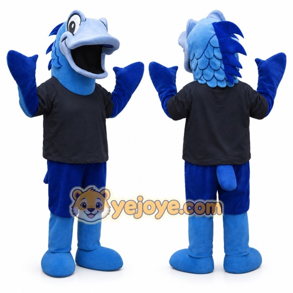 Blue Fish Mascot Costume