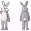 Friendly Grey Rabbit Mascot Costume