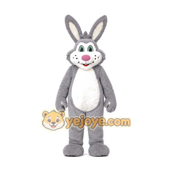 Friendly Grey Rabbit Mascot Costume Friendly Grey Rabbit Mascot Costume