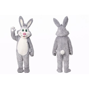 Friendly Grey Rabbit Mascot Costume