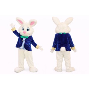 Friendly White Easter Bunny Mascot Costume