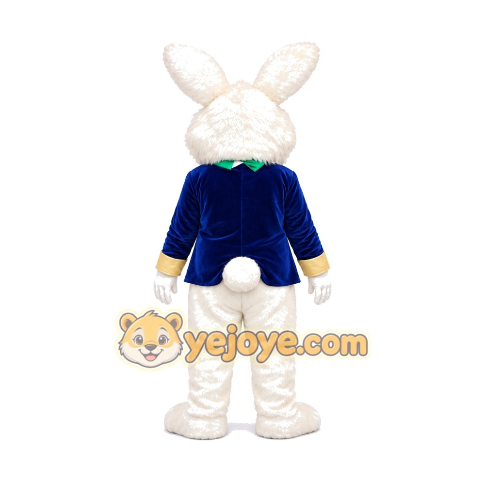 Friendly White Easter Bunny Mascot Costume Friendly White Easter Bunny Mascot Costume