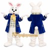 White Easter Bunny Mascot Costume With Blue Suit White Easter Bunny Mascot Costume With Blue Suit