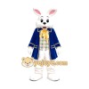 White Easter Bunny Mascot Costume With Blue Suit White Easter Bunny Mascot Costume With Blue Suit