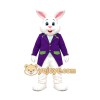 White Easter Bunny Mascot Costume With Purple Suit White Easter Bunny Mascot Costume With Purple Suit