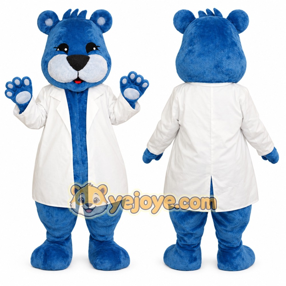 Blue Doctor Bear Mascot Costume