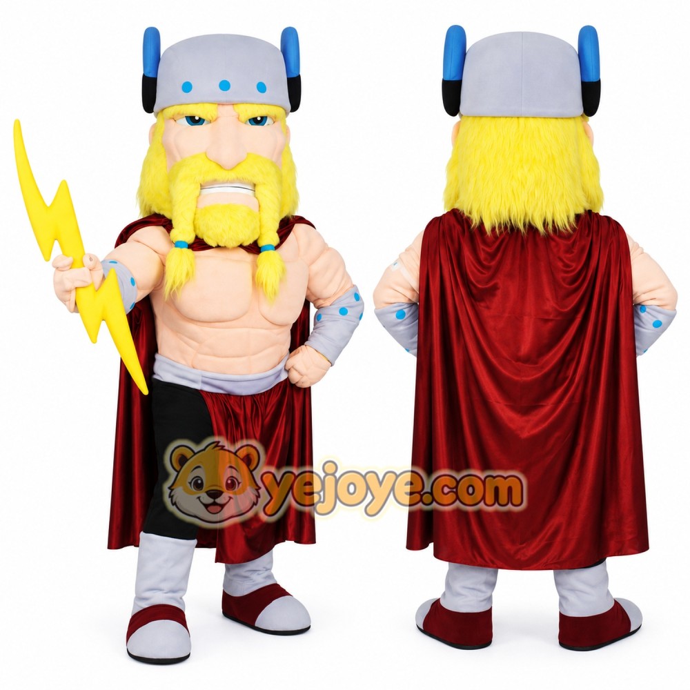 Viking Mascot Costume With Lightning Weapon