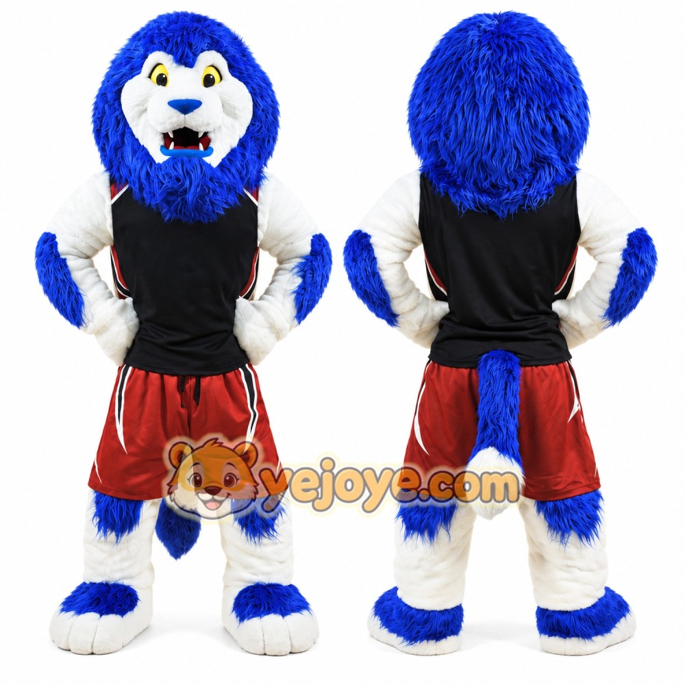 Realistic Blue Hair Lion Mascot Costume Realistic Blue Hair Lion Mascot Costume