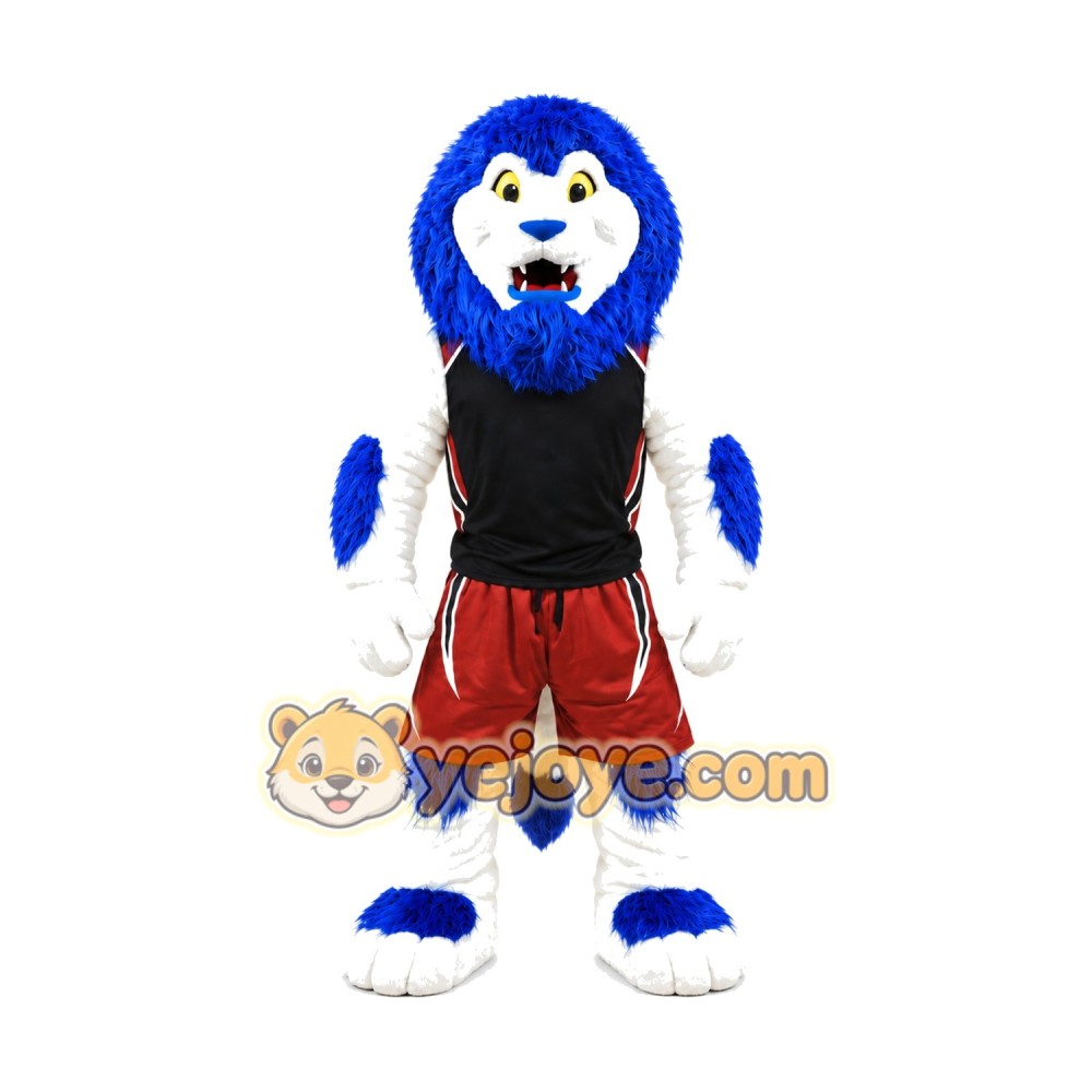 Realistic Blue Hair Lion Mascot Costume Realistic Blue Hair Lion Mascot Costume