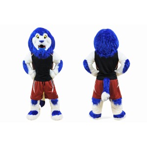 Realistic Blue Hair Lion Mascot Costume