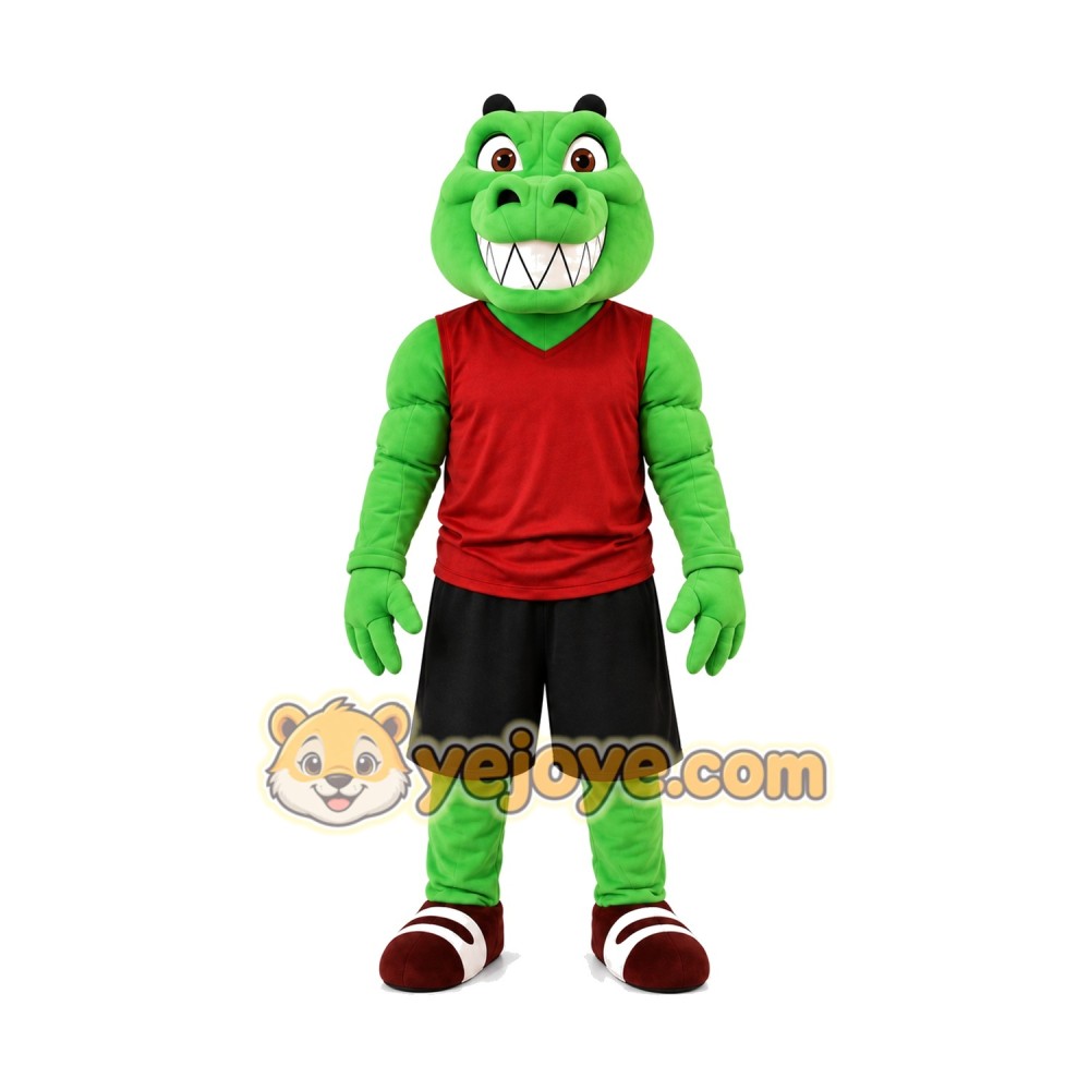 Happy Green Crocodile Mascot Costume