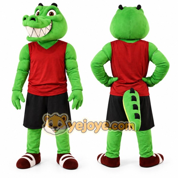 Happy Green Crocodile Mascot Costume