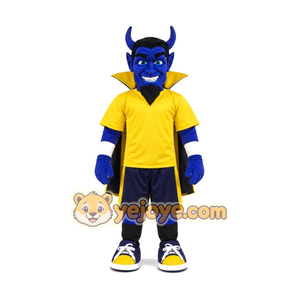 Happy Blue Devil Mascot Costume For Adult