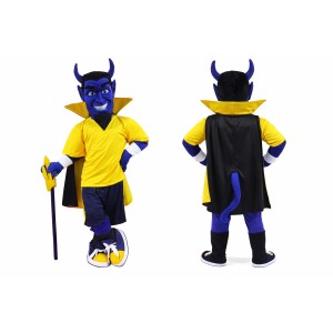 Happy Blue Devil Mascot Costume For Adult