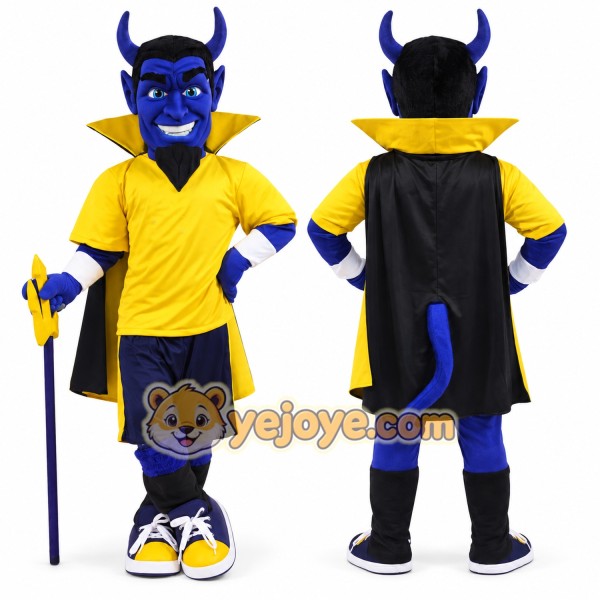Happy Blue Devil Mascot Costume For Adult