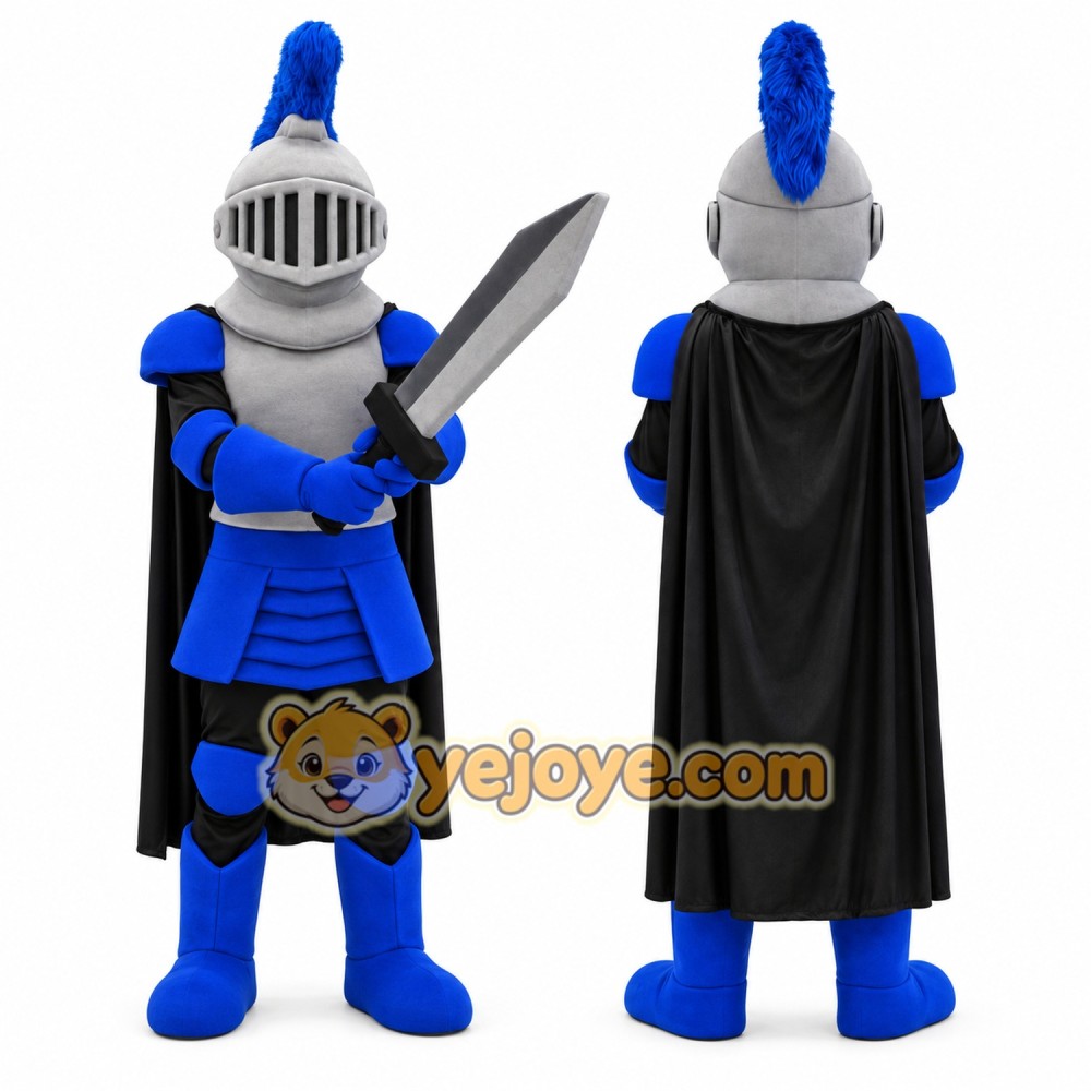 Grey Blue Knight Mascot Costume Grey Blue Knight Mascot Costume