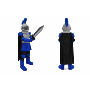 Grey Blue Knight Mascot Costume
