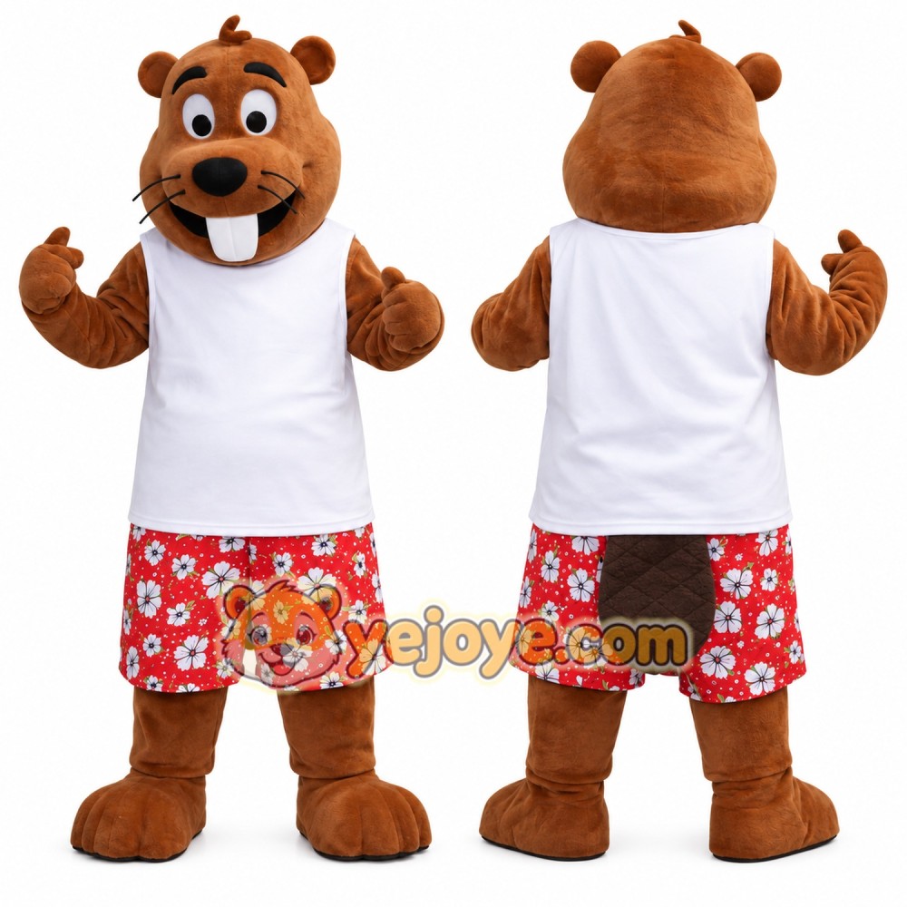 Happy Lightweight Beaver Mascot Costume Happy Lightweight Beaver Mascot Costume