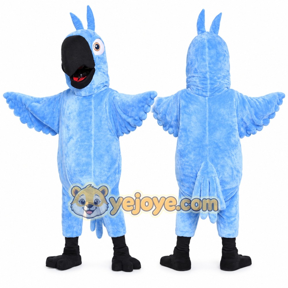 Happy Blue Parrot Mascot Costume Happy Blue Parrot Mascot Costume