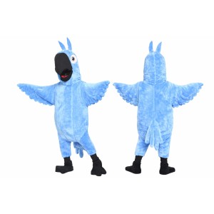 Happy Blue Parrot Mascot Costume