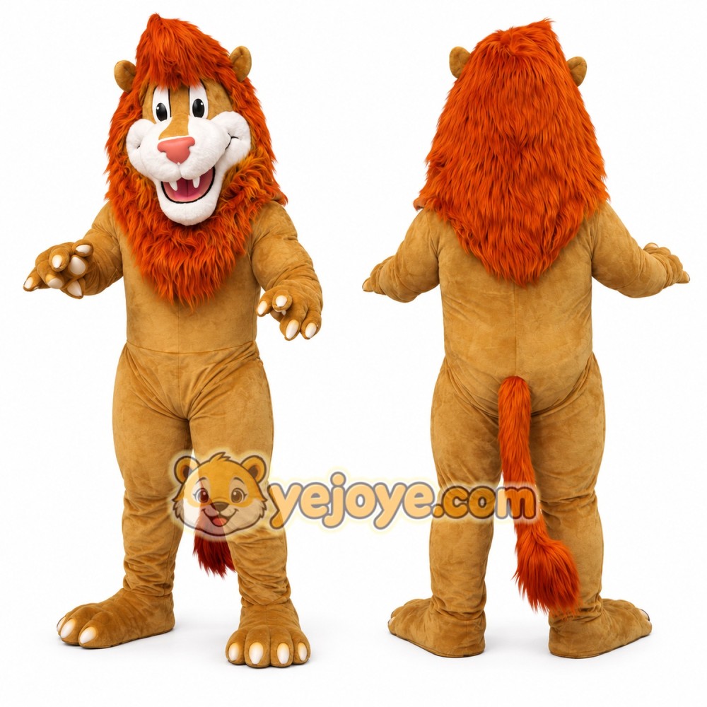Happy Red Hair Lion Mascot Costume Happy Red Hair Lion Mascot Costume