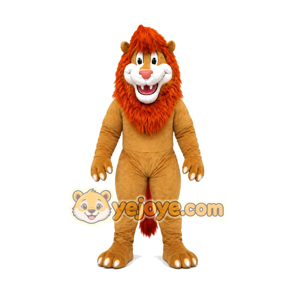 Happy Red Hair Lion Mascot Costume Happy Red Hair Lion Mascot Costume