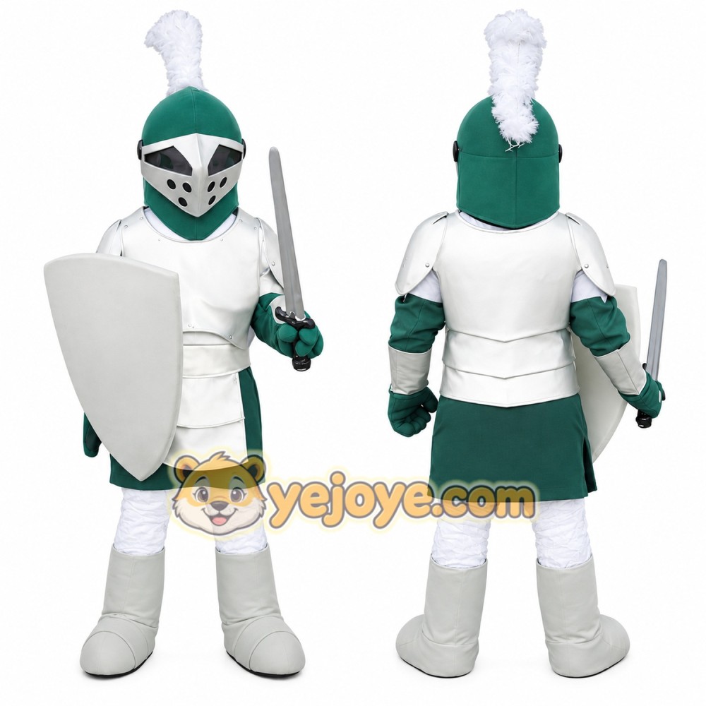 Silver & Green Knight Mascot Costume For Adult Silver & Green Knight Mascot Costume For Adult