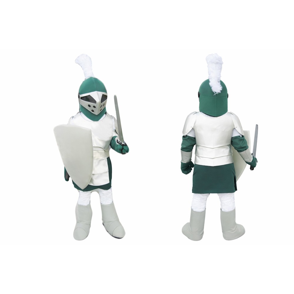 Silver & Green Knight Mascot Costume For Adult
