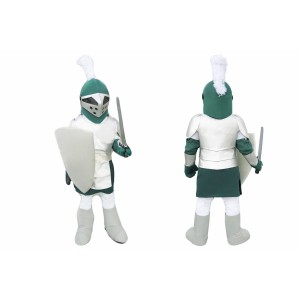 Silver & Green Knight Mascot Costume For Adult