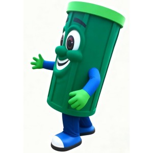 Green Eco-Friendly Trash Can Mascot Costume – Essential for Promoting Environmental Awareness