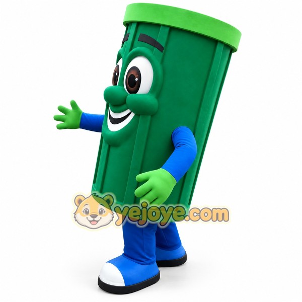 Green Eco-Friendly Trash Can Mascot Costume – Essential for Promoting Environmental Awareness