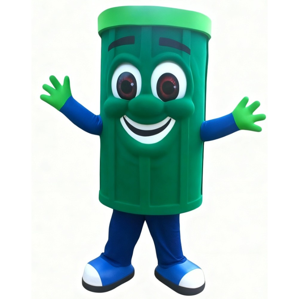 Green Eco-Friendly Trash Can Mascot Costume – Essential for Promoting Environmental Awareness