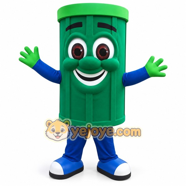 Green Eco-Friendly Trash Can Mascot Costume – Essential for Promoting Environmental Awareness