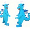 Blue Chef Dragon Cartoon Mascot Costume