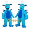 Blue Chef Dragon Cartoon Mascot Costume Blue Chef Dragon Cartoon Mascot Costume