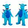 Blue Chef Dragon Cartoon Mascot Costume