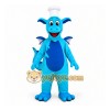 Blue Chef Dragon Cartoon Mascot Costume Blue Chef Dragon Cartoon Mascot Costume