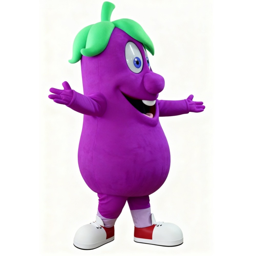 Purple eggplant cartoon Mascot costume