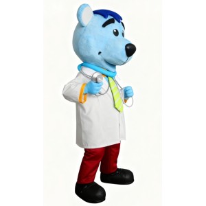Blue Little Bear Doctor Mascot Costume