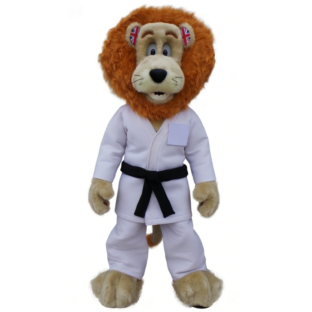 Adorable Karate Lion Cartoon Mascot Costume