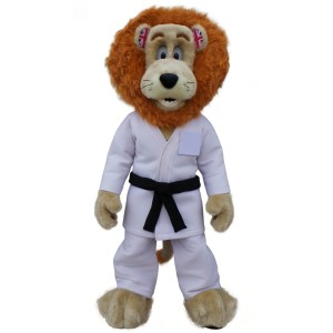 Adorable Karate Lion Cartoon Mascot Costume