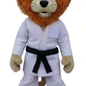 Adorable Karate Lion Cartoon Mascot Costume