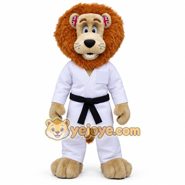 Adorable Karate Lion Cartoon Mascot Costume