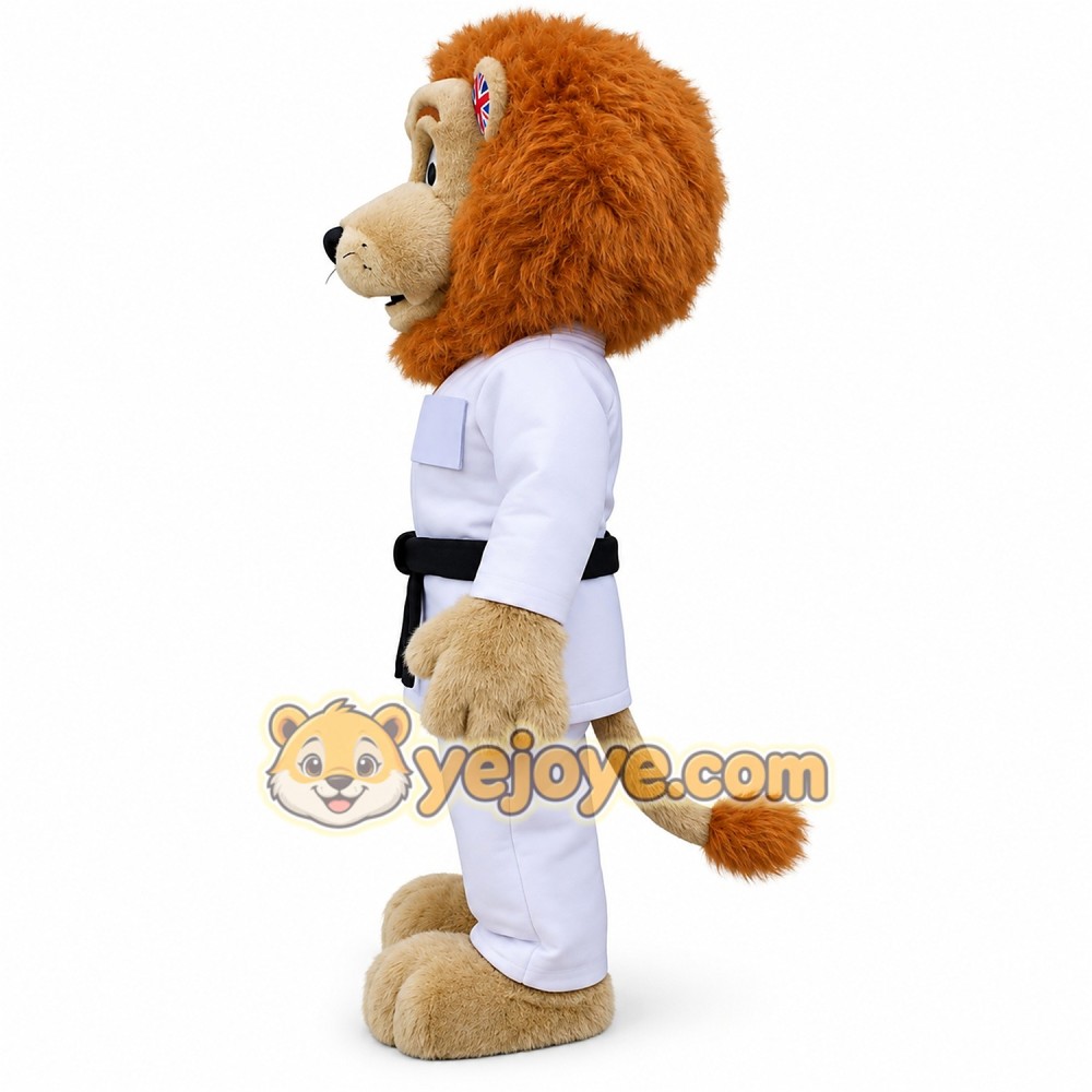 Adorable Karate Lion Cartoon Mascot Costume Adorable Karate Lion Cartoon Mascot Costume