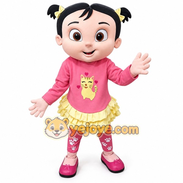 Adorable Girl Cartoon Mascot Costume