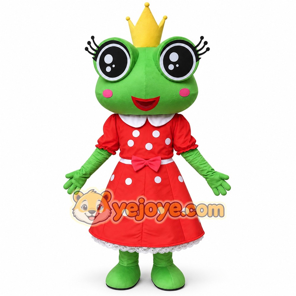 Adorable Frog Princess Cartoon Mascot Costume Adorable Frog Princess Cartoon Mascot Costume