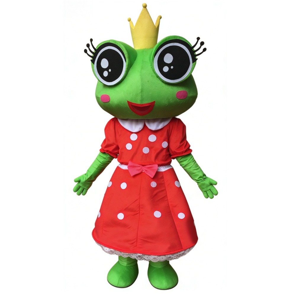 Adorable Frog Princess Cartoon Mascot Costume